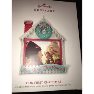 OUR FIRST CHRISTMAS 2018 HALLMARK KEEPSAKE PHOTO HOLDER ORNAMENT NIB NEW
